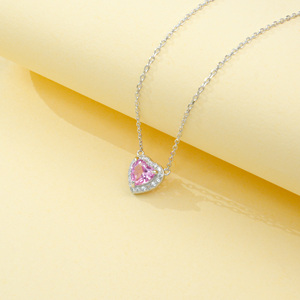925 Silver Cultivated Padparadscha <b>Pink</b> Blue Sapphire <b>Necklace</b> Gemstone <b>Necklace</b> Pendant <b>Necklace</b> Cultivated Gemstone <b>Necklace</b> Z - Product Image 2