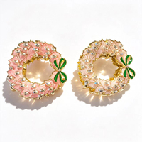 Pince à cheveux grande taille en métal, motif couronne de Noël et nœud vert, ornée d'émail et de strass, accessoires de luxe pour femmes