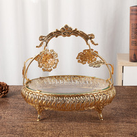 Herstellerneuheit Europäischer Stil Luxuriöses Vintage-Obsttablett aus Gehärtetem Glas Stilvolle Kreative Wohndekoration