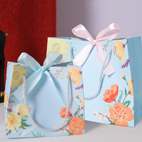 Sacs en papier bleus biodégradables écologiques de luxe, sacs d'emballage personnalisés haut de gamme pour parfums et soins de la peau