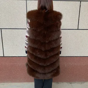 <span class=keywords><strong>Gilet</strong></span> en fourrure de renard naturelle pour femme, style en V multicolore personnalisé, populaire, 90 cm de <span class=keywords><strong>long</strong></span> - Product Image 5