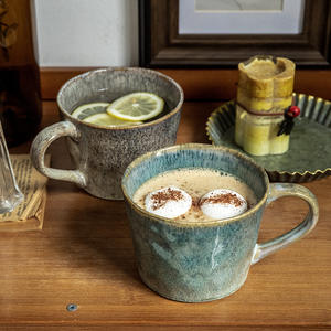 Mug à café en céramique avec poignée, style moderne, glaçure réactive, mug en céramique, tasse à eau, ensemble <span class=keywords><strong>de</strong></span> deux pièces, mug pour couple, pour cadeau, compatible micro-ondes - Product Image 3