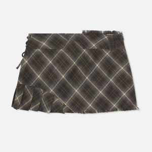 Minifalda de Franela de Algodón Cepillado a Cuadros con Bordes sin Rematar, Diseño de Moda a Cuadros, para Niñas - Product Image 3