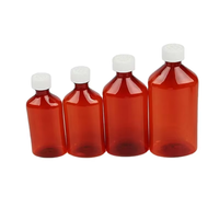 Bouteille ovale en plastique ambré anti-lumière UV personnalisée 2oz 4oz 8oz 16oz pour l'emballage de sirop, liquide oral et huile essentielle