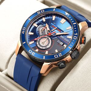 MEGIR 2224 Nouvelle Montre Sportive Tendance pour Homme, Bracelet en Silicone Orange, Montre-Bracelet Décontractée à Quartz pour Homme, Personnalisation du LOGO en Usine - Product Image 2