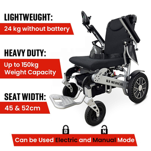 KSM-606P Transport Electric Wheelchair with Aluminum Frame Electromagnetic Brakes and Advanced Suspension <b>Chairs</b> for Elderly - Product Image 2