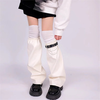 Nouvel ensemble de chaussettes mi-mollet style Y2K Millenium, noir, mignon, cool, Spice Girls, avec chaîne en cuir, tendance punk pour les jambes, style Ins