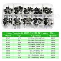 200 pièces Kit Transistor BC327 BC337 2N2222 2N2907 2N3904 2N3906 S8050 S8550 A1015 C1815 PNP/NPN 10 valeurs TO-92 Transistors Set