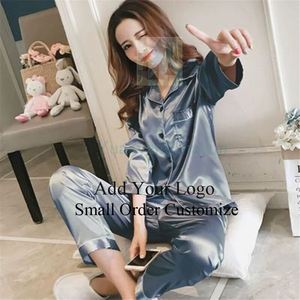 Pijamas de Seda para Mulheres com Manga Longa e Calças, Estilo Luxuoso Coreano com Desenhos de Cartoon, Roupas de Dormir Femininas - Product Image 3