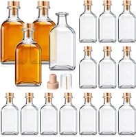 Bouteille en verre transparent de 8 oz (100 ml, 250 ml, 375 ml, 500 ml, 750 ml) carrée pour whisky, vin, boissons, vodka, brandy, eau, huile, soda