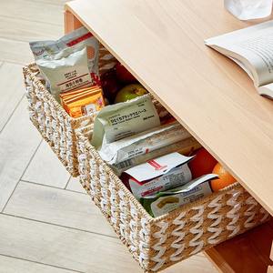 Panier de rangement en papier naturel avec poignée intégrée Panier rectangulaire pour organiser des <span class=keywords><strong>étagère</strong></span>s décoratives - Product Image 4