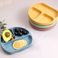 Assiettes pour bébés personnalisables en gros – Ensemble d'assiettes à dîner pour enfants, assiettes divisées en silicone à ventouse, style dessin animé pour l'alimentation des tout-petits