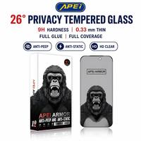 Protection d'écran en verre trempé anti-espion anti-traces de doigts 9H à 26 degrés d'angle de confidentialité pour iPhone 11/XR 15 16 17 Pro 18 Pro Max