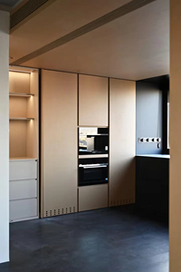 Cuisine moderne de style personnalisé avec îlot minimaliste intégré en bois de luxe pour cuisines contemporaines - Product Image 4