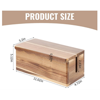 Caja grande para organizar cables, con borde festoneado, de madera de acacia, para organizar cables eléctricos y regletas.
