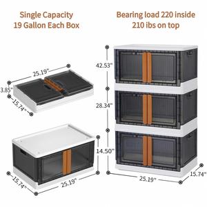 Rectangle Dorm Room Essentials 8.4/19 Gal Heavy-Duty <b>Collapsible</b> <b>Storage</b> Bins Lid Door Plastic Stackable Car Trunk Organizer - Product Image 3