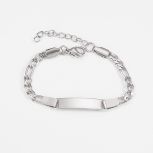 Pulsera <span class=keywords><strong>de</strong></span> acero inoxidable chapado en <span class=keywords><strong>oro</strong></span> <span class=keywords><strong>de</strong></span> 18k para niños, chapa personalizada con nombre, sello en blanco, barata - Product Image 3