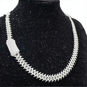 Cadena Cubana Chapada en Oro de Excelente Calidad, Collar de Plata 925 con Diamantes para Hombre, Eslabones Gruesos, Regalo de Compromiso, Joyería de Lujo para Boda - Product Image 2