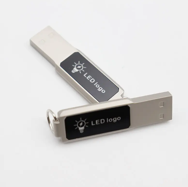 Biểu tượng tùy chỉnh ánh sáng lên USB Flash Drive 4GB Pen Drive USB 3.0 khuyến mại Quà Tặng vật liệu kim loại 8GB 16GB 32GB 64GB Memory Sticks