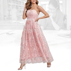 <span class=keywords><strong>Robe</strong></span> midi sans bretelles personnalisée OEM, style A-line, broderie florale, élégante, pour soirée, <span class=keywords><strong>demoiselle</strong></span> <span class=keywords><strong>d</strong></span>'<span class=keywords><strong>honneur</strong></span>, pour femmes - Product Image 3