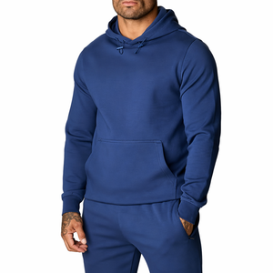 Ensemble de survêtement tricoté pour homme, 100 % coton, couleur unie, coupe ample, avec sweat à capuche et pantalon de jogging, modèle 7803 - Product Image 1