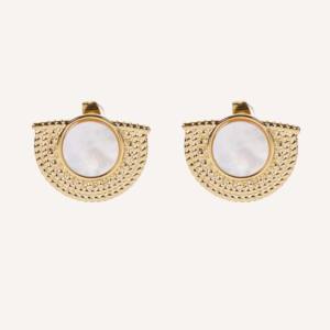 Boucles d'oreilles clous en acier inoxydable YFB E315 Or Pierre Naturelle Printemps Été 2 cm - Product Image 1