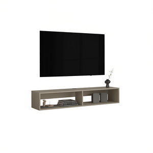 Mobile TV in Rovere Bianco, 10,4 Pollici di Altezza, Design a 2 Ripiani, Montaggio a Parete, Arredamento Minimalista Moderno per Soggiorno - Product Image 1