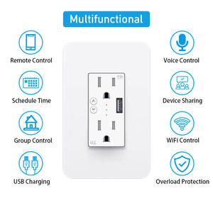 Alexa google casa nos multi port plug wifi casa parede tomada <span class=keywords><strong>usb</strong></span> carregador levou inteligente universal 15a tomada de energia - Product Image 2