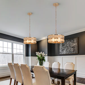 <strong>UK</strong> Warehouse Dropping Modern Iron Crystal <strong>Gold</strong> <strong>Chandelier</strong> Pendant Light for Kitchen Home Hanging - Product Image 4