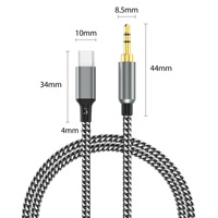 Cable de Audio Tipo-C a 3.5mm con Chip DAC Integrado, Hi-Fi sin Pérdidas para Auriculares/Altavoces, Cable USB-C a AUX