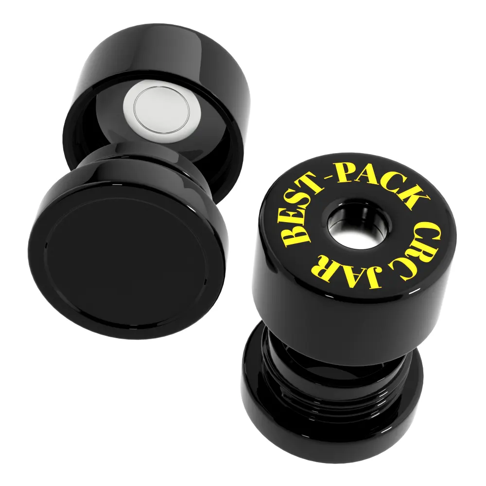Tarro pop personalizado 4ml 5ml color negro VAC contenedor sellado frasco de vidrio
