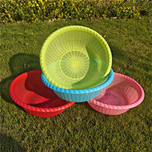 Plastic Drain <b>Basket</b> Round L Size <b>Stackable</b> For Kitchen Fruit Vegetable Washing - Product Image 1