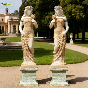 YOUFINE 手彫り等身大白大理石女性像 花付き - Product Image 5