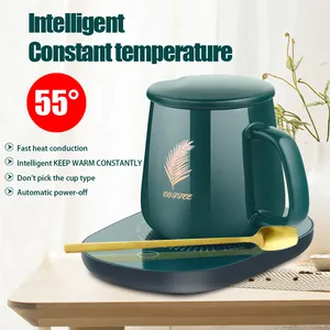 Caneca de café elétrica de subolmação, caneca inteligente de cerâmica com termostato, temperatura constante de 55 graus, aquecedor de caneca de café