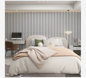 MOI Geprägte Moderne Wasserfeste Selbstklebende Holzgitter-Schaumstoff-Tapete für Schlafzimmer & Einkaufszentren - Product Image 5