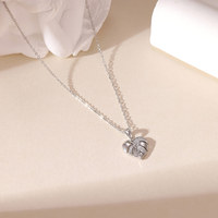Joyería de acero inoxidable chapada en oro de 18K, collares con colgante de corazón en blanco abierto con alas de Ángel de circón a la moda para mujer