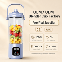 Mixeur Portable Rechargeable USB 7.4V avec Écran Numérique, Tasse à Jus et Broyeur à Glace avec Poignée pour Voyage, Camping et Boissons Quotidiennes aux Fruits