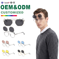 Gafas de Sol Polarizadas con Montura de Metal Retro Unisex, Lentes de Moda Sólidas con Cara de Diamante