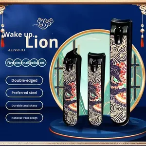Juego de Cortaúñas Creativo Estilo Danza del León de 5 Piezas, Kit de Cuidado de Manicura y Belleza con Lima de <span class=keywords><strong>Uñas</strong></span> - Product Image 4