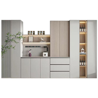 Meubles de cuisine de luxe sur mesure 2025, style moderne, îlots de cuisine assemblés, armoires de bar à panneaux, design de rangement multifonctionnel
