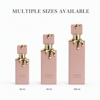 Flacons de parfum vides en verre ambré (30 ml et 80 ml) forme plate avec pulvérisateur à pompe et emballage en boîte avec impression sérigraphique
