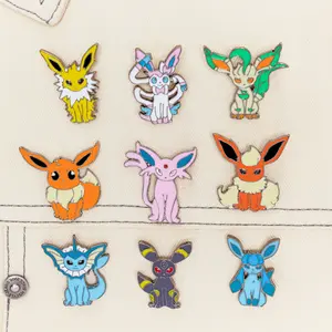 Wholesale bulk eevee family 9 doll lapel pin elf pet cute cartoon soft enamel pin