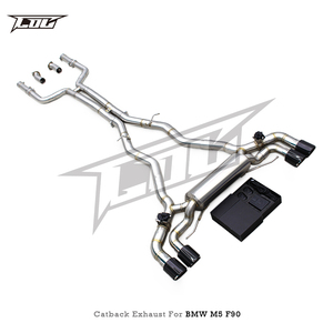 Système d'échappement Boska en acier inoxydable pour M5 F90 4.4T 2018-2023, avec valves, embouts noirs en carbone et télécommande - Product Image 5