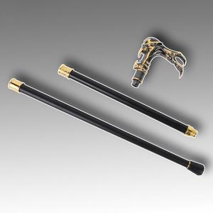 Bastone da Passeggio Decorativo in Metallo con Design di Bufalo d'Acqua Nero e Dorato, Elegante Bastone da Gentiluomo - Product Image 5