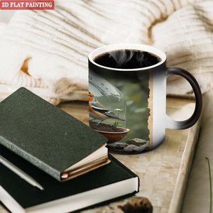 Frosted Black <b>Ceramic</b> Mug 11oz Heat Changing Sublimation <b>Cup</b> For Coffee Tea - Product Image 3
