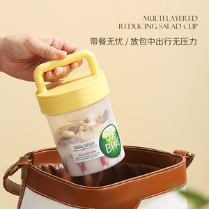 Taza portátil para ensalada con cuchara, recipiente para almacenamiento de alimentos de 800-1000 ml, para oficina, picnic, desayuno de estudiantes, yoga, dieta - Product Image 2