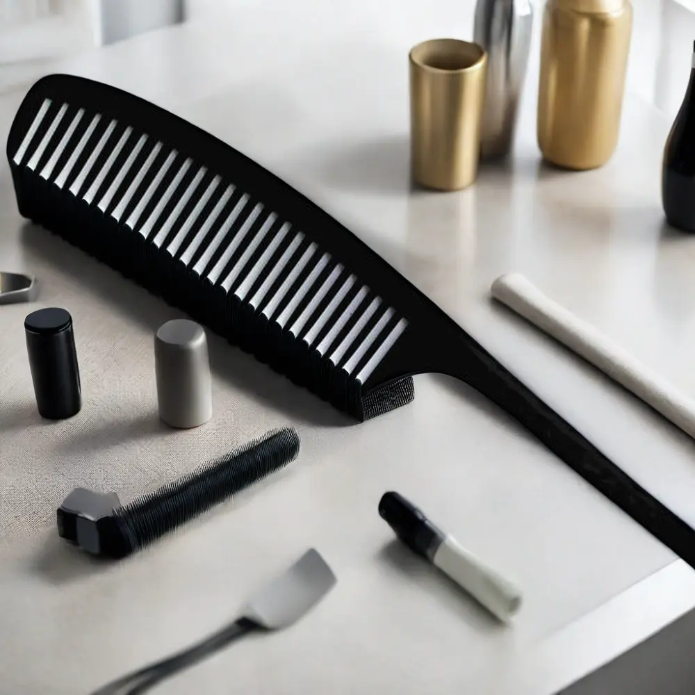 Professionele Baber Rat Staart Kam Multi-Dichtheid Hittebestendig Haar Styling Tool Zwart Plastic Koolstofvezel Snijgereedschap