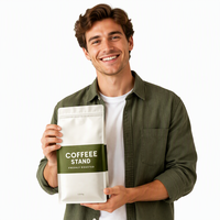 Sachet de café à huit soudures latérales, pochette mate autoportante, imprimé sur mesure, qualité alimentaire, refermable avec fermeture éclair, pour emballage de grains de café