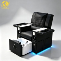 Nouvelle arrivée : fauteuil de pédicure électrique de luxe avec massage par pétrissage, table de manucure escamotable et éclairage LED pour soins des pieds et des mains