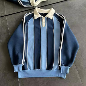 Camiseta de manga larga con rayas de colores en contraste OEM para hombre, camiseta de rugby de gran tamaño personalizada de alta calidad - Product Image 2